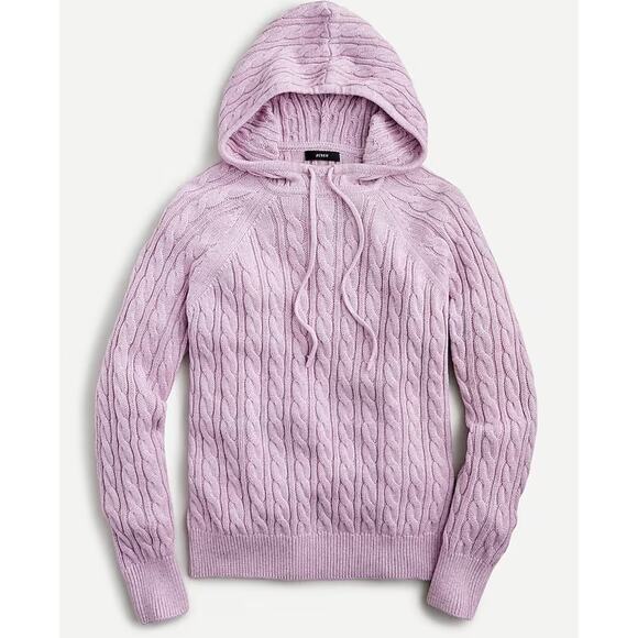 J. Crew Sweaters - J. Crew Purple Cable Knit Hoodie cashmere blend Sweater